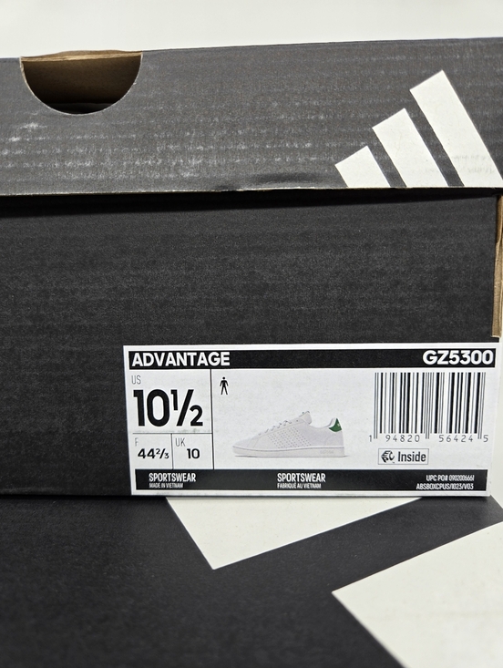 adidas Men\'s Advantage GZ5300 Cloud White Green Tennis Shoes Size 10.5 New main image 4